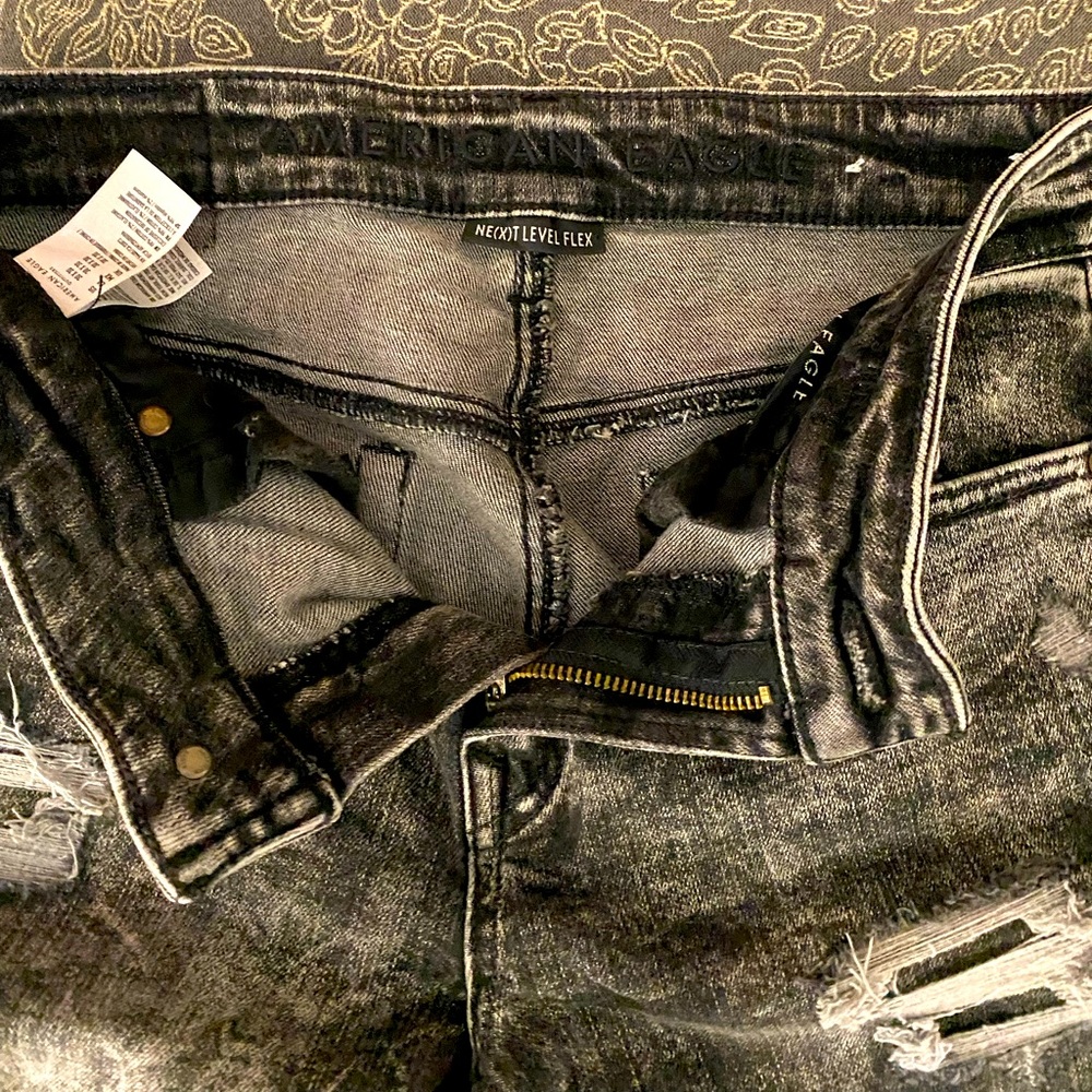 American Eagle, black distressed jeans , 30x30